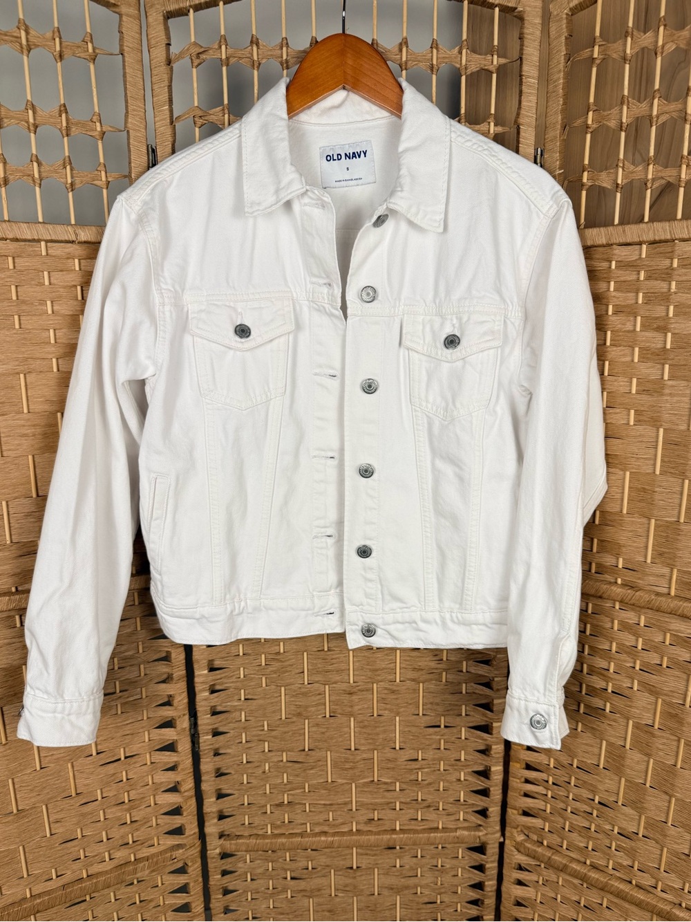 Old Navy Women's White Classic 100% Cotton Denim Jacket Size Small
